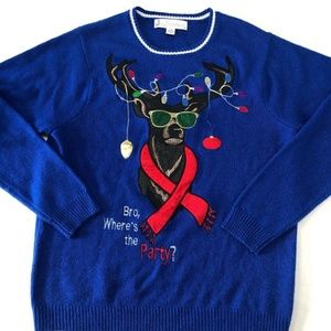 Jolly Sweaters Ugly Sweater Blue Cool Reindeer Men
